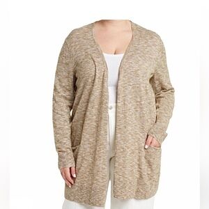 Madewell Plus Cozy Marled Brown Tan Cardigan 3X